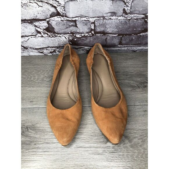 Italeau Handmade Camel Tan Suede Leather Pointed Toe Flats Women’s 41EU/10.5M US - Picture 2 of 16